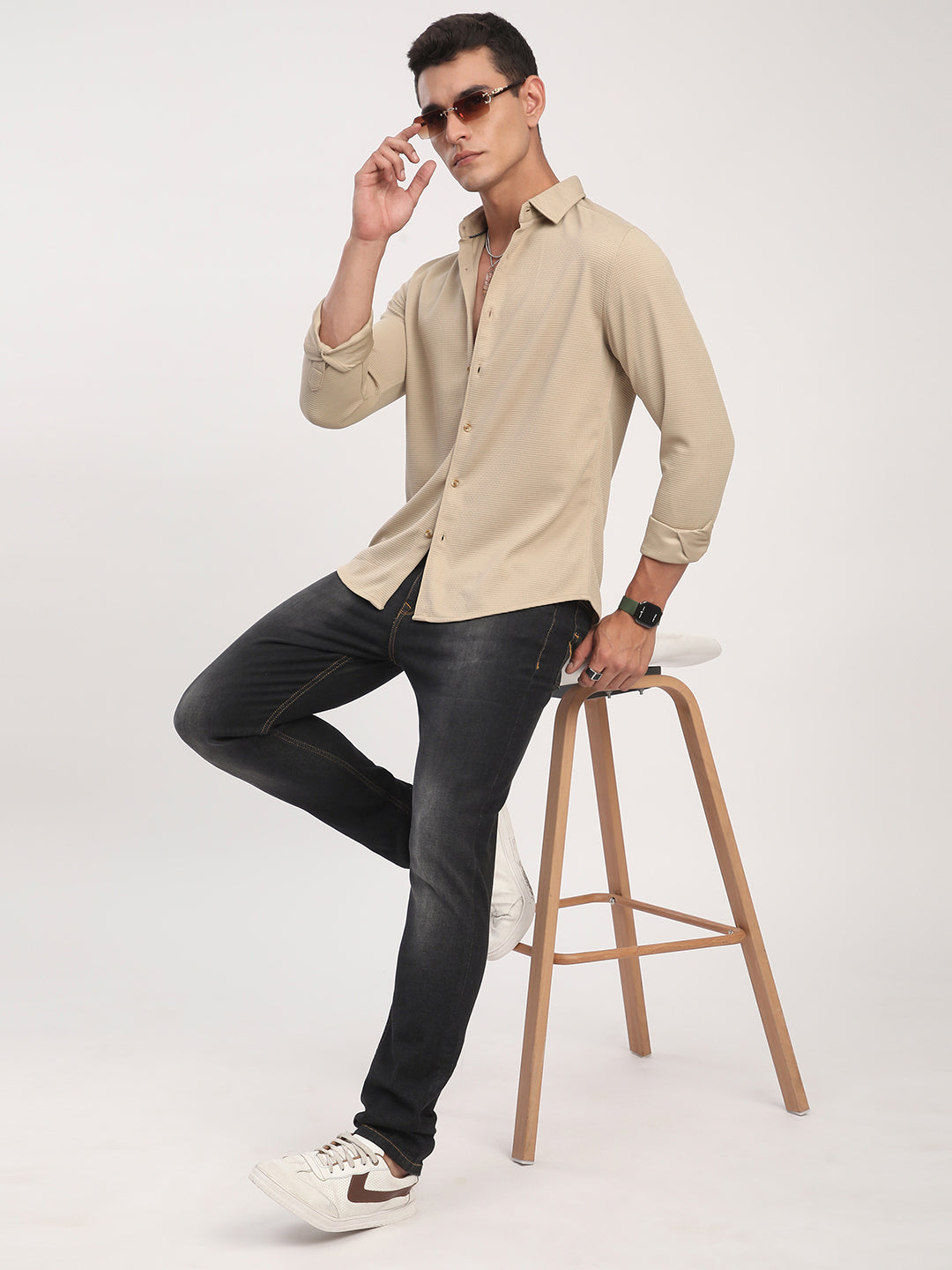Light French Beige Waffle Shirt