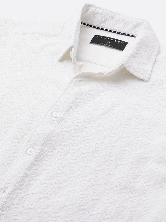 Snow White Cloud Grain Textured Shirt