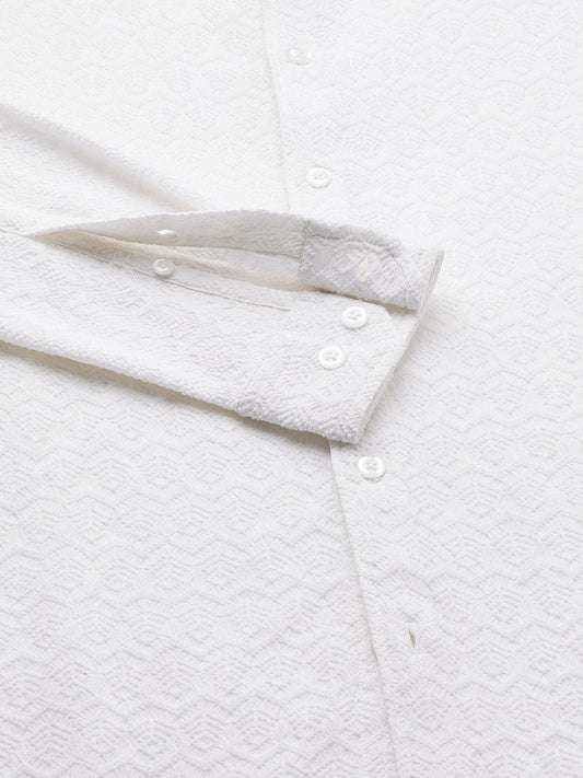 Snow White Cloud Grain Textured Shirt