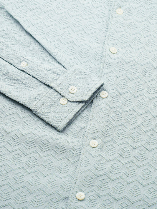 Aqua Blue Textured Shirt