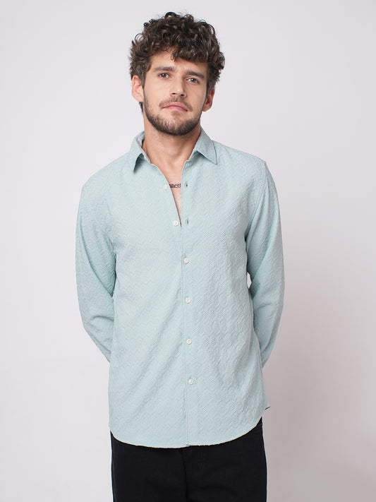 Aqua Blue Textured Shirt