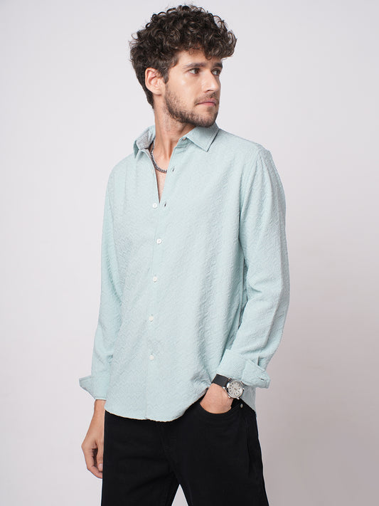 Aqua Blue Textured Shirt