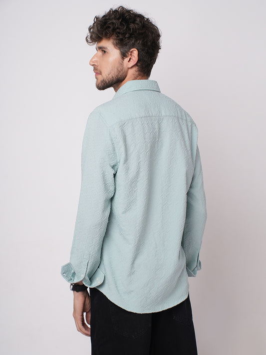 Aqua Blue Textured Shirt
