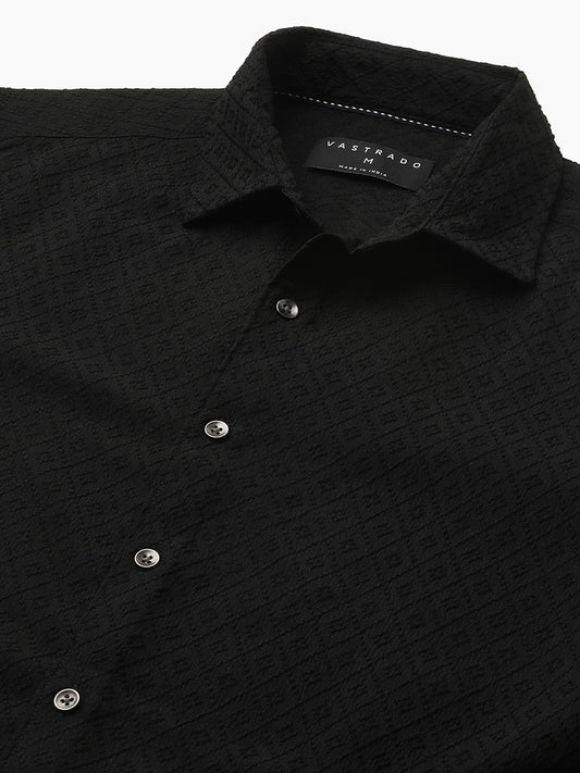 Sable Black Ornate Textured Shirt