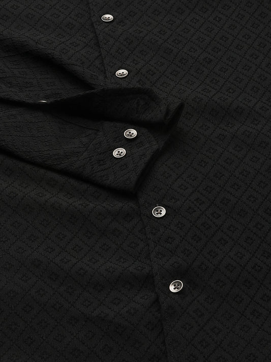 Sable Black Ornate Textured Shirt