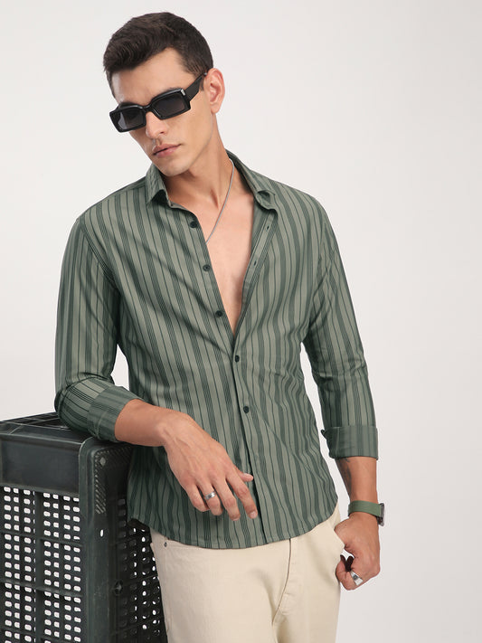 Classic Pullman Green Striped Shirt