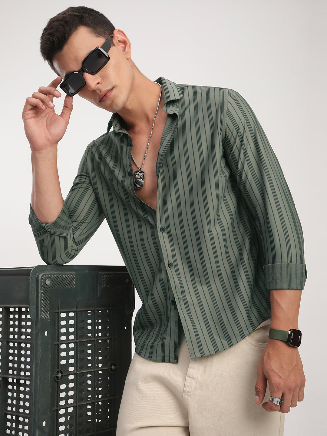 Classic Pullman Green Striped Shirt