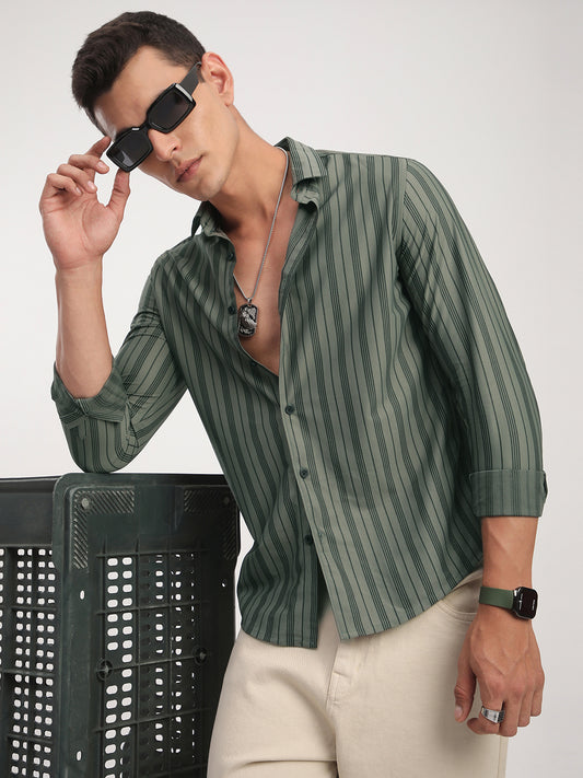Classic Pullman Green Striped Shirt