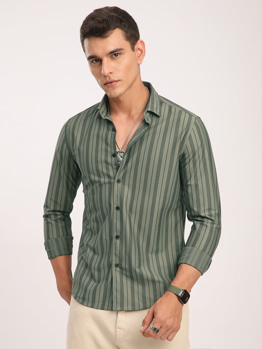 Classic Pullman Green Striped Shirt