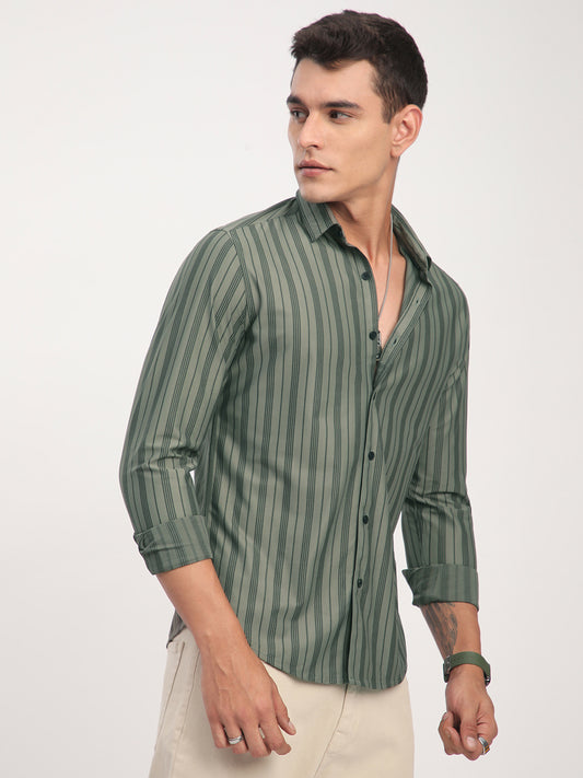 Classic Pullman Green Striped Shirt