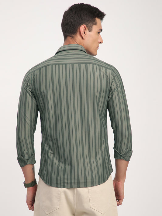 Classic Pullman Green Striped Shirt