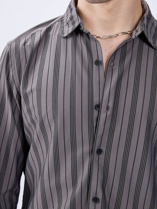 Grey Striped Shirt