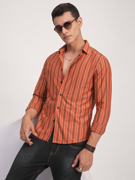 Tawny Orange Striped Shirt