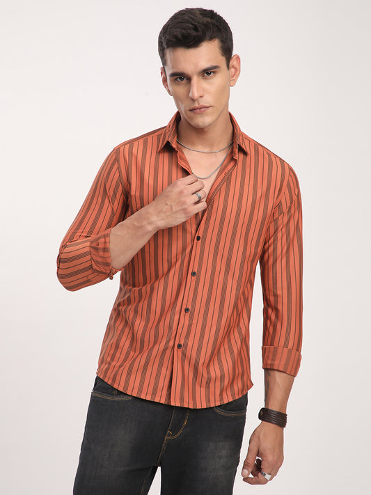 Tawny Orange Striped Shirt