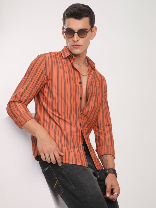 Tawny Orange Striped Shirt