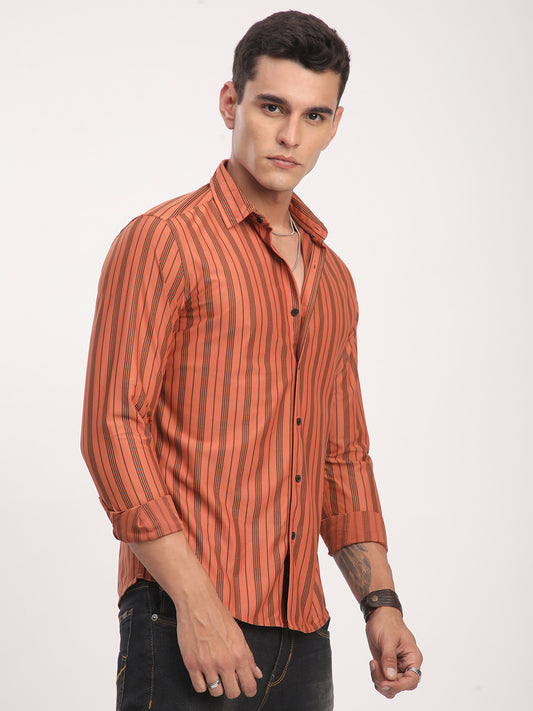 Tawny Orange Striped Shirt