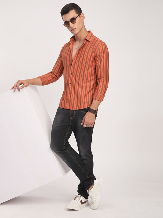 Tawny Orange Striped Shirt