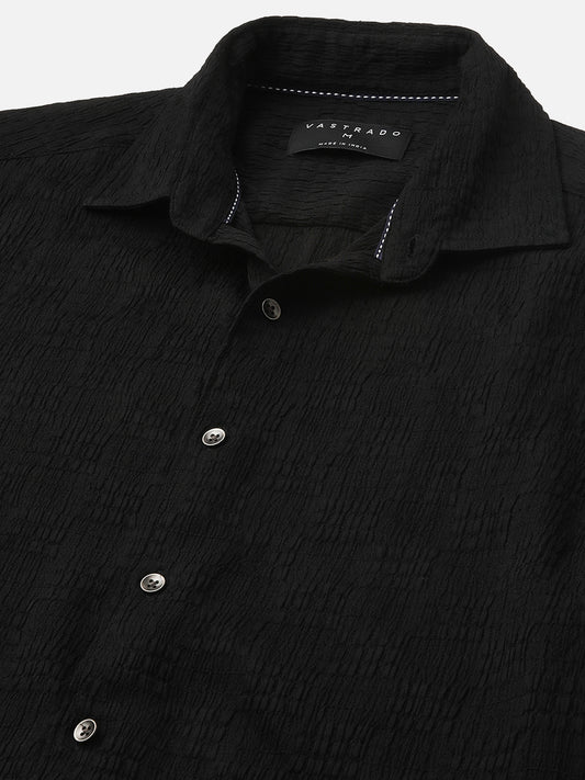 Deep Black Crinkled Textured Shirt
