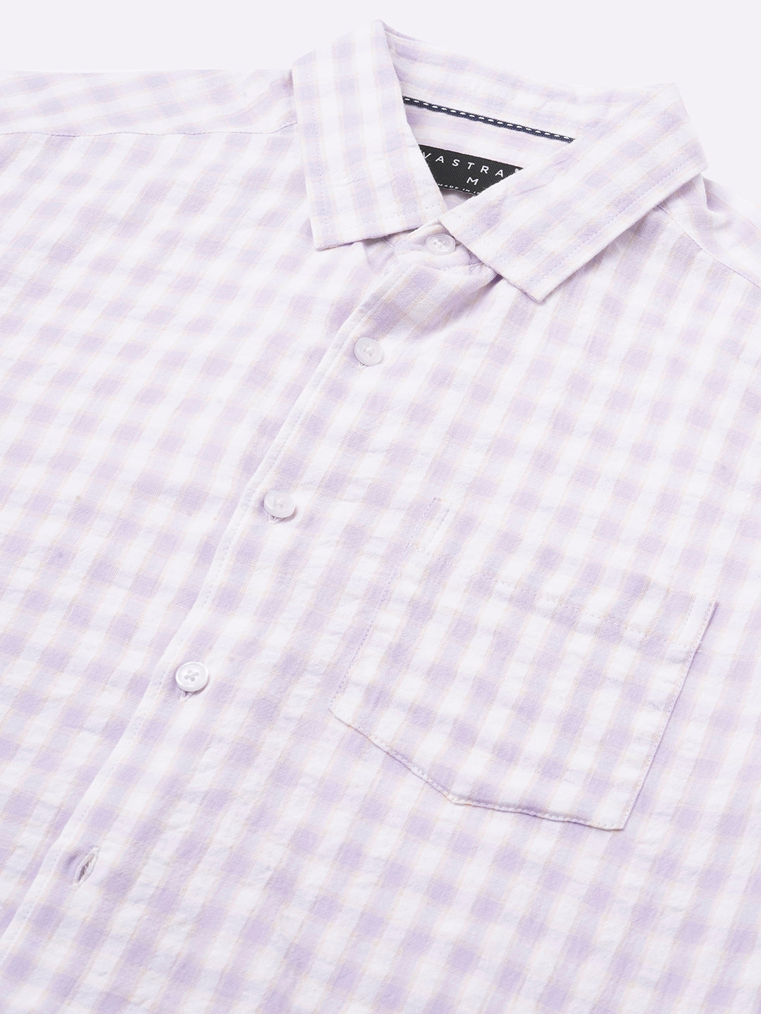 Soft Lilac Shadow Checks Seersucker Everyday Shirt