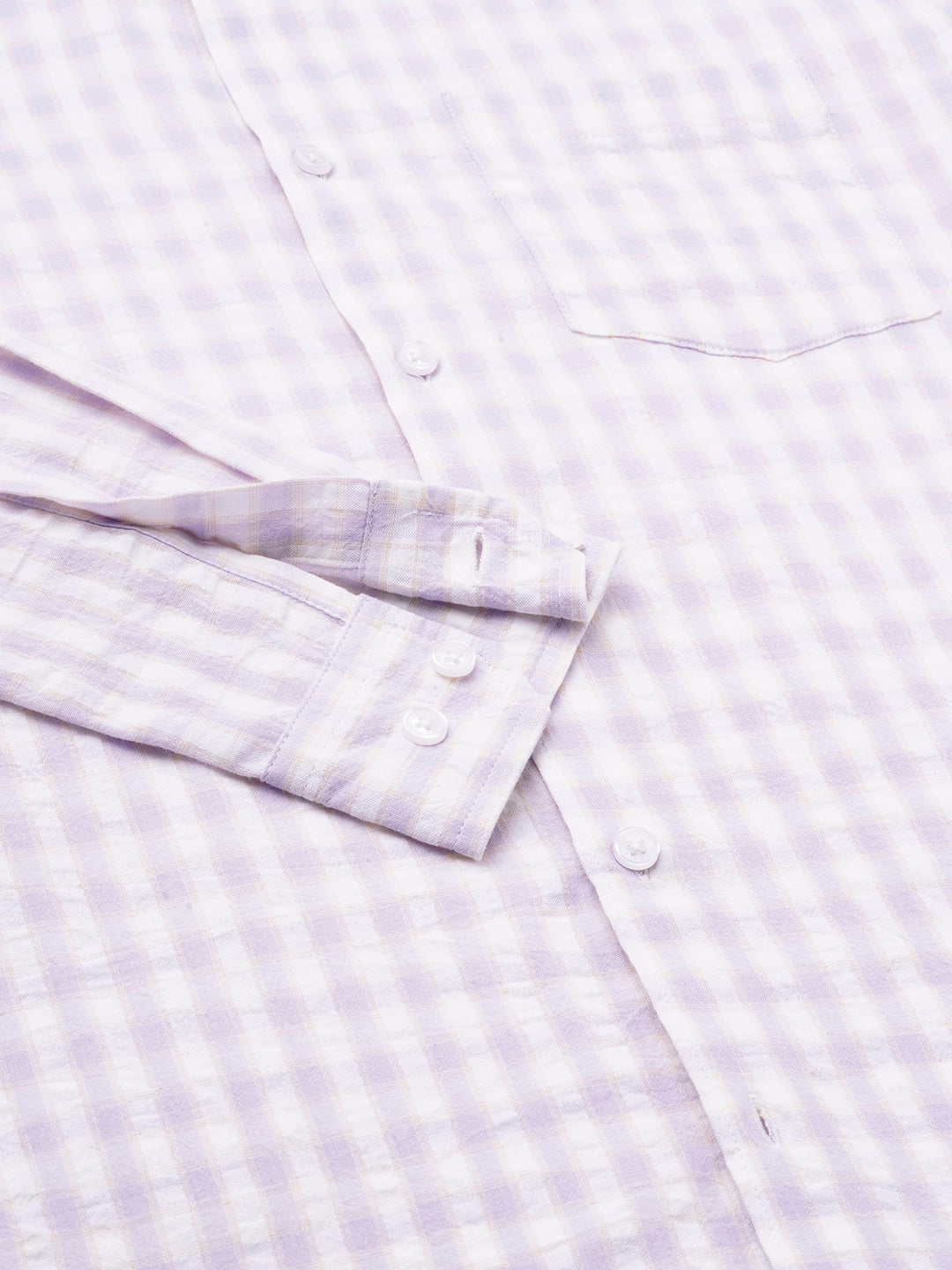 Soft Lilac Shadow Checks Seersucker Everyday Shirt