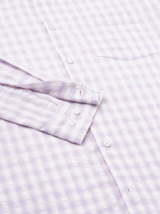 Soft Lilac Shadow Checks Seersucker Everyday Shirt