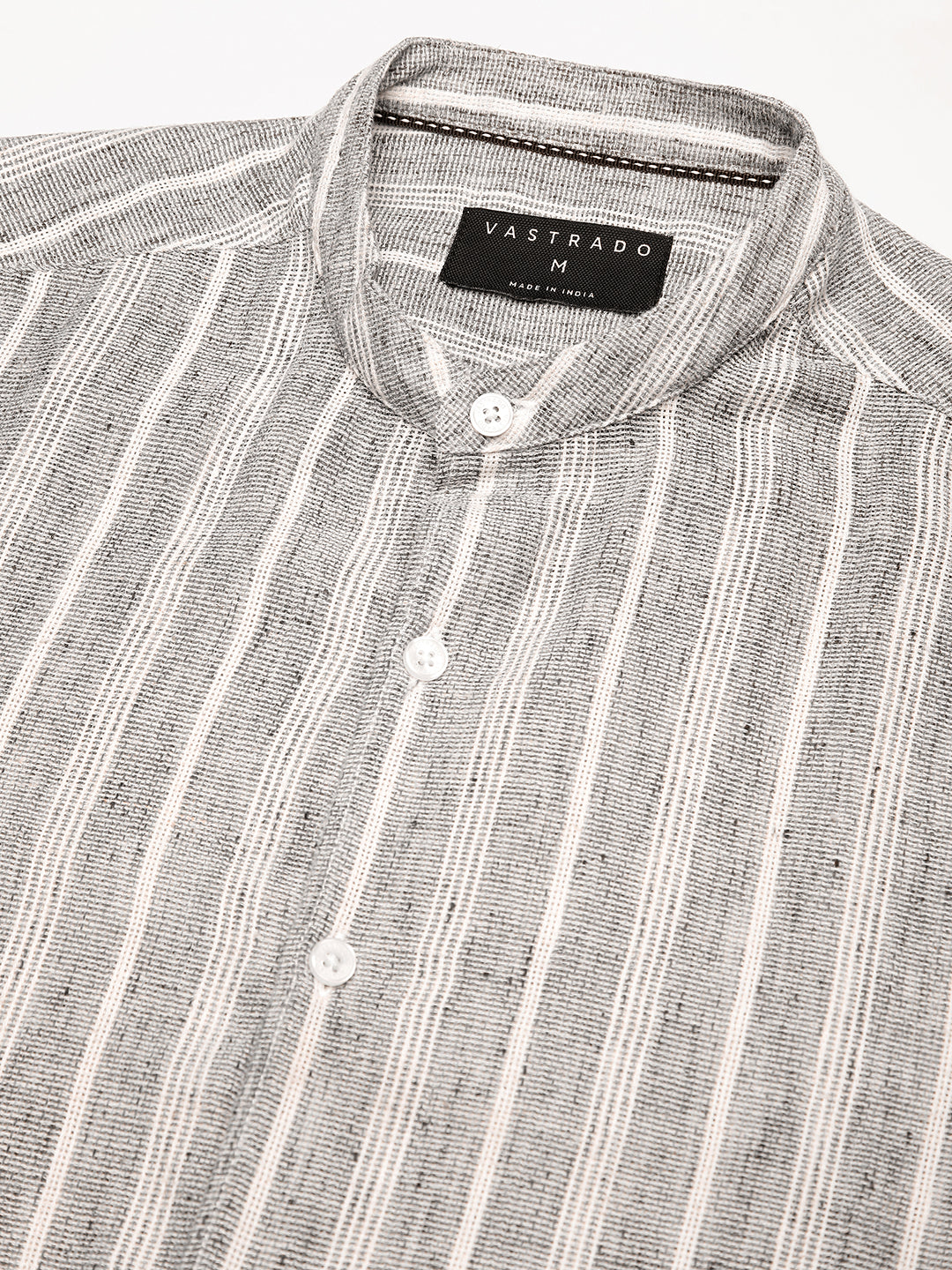 Grey Cloud Striped Mandarin Shirt