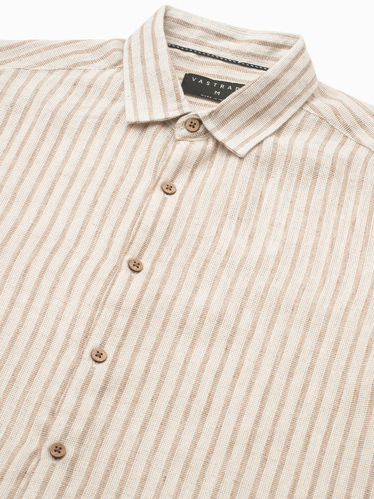 Ivory & Brown Burlap Striped Shirt