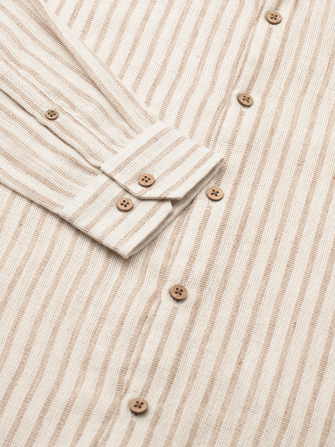 Ivory & Brown Burlap Striped Shirt