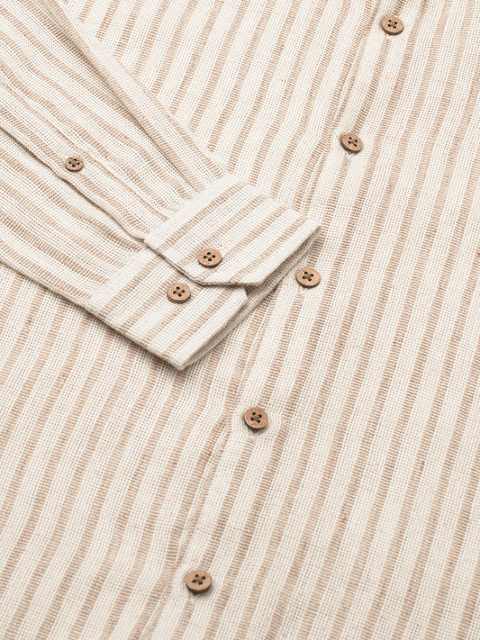 Ivory & Brown Burlap Striped Shirt