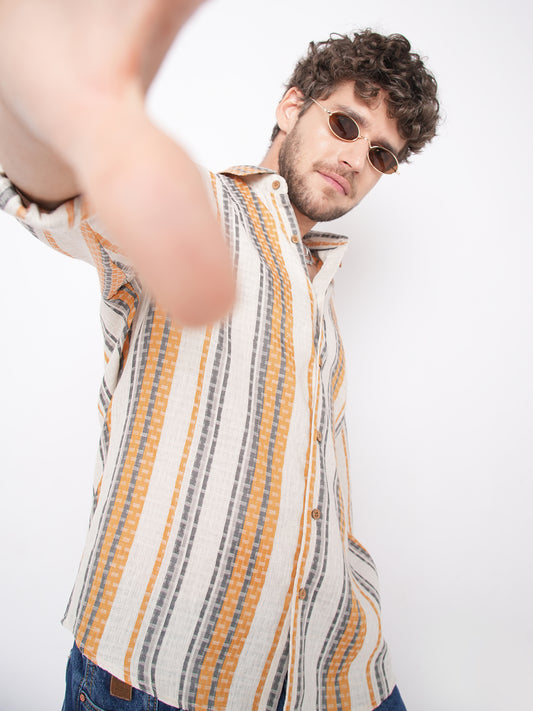Stylish Multicolor Dobby Striped Shirt