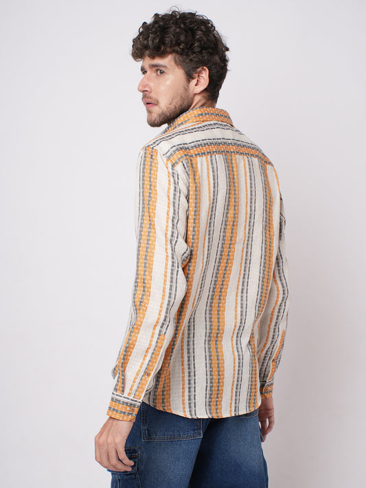 Stylish Multicolor Dobby Striped Shirt