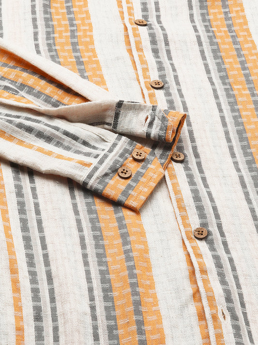 Stylish Multicolor Dobby Striped Shirt