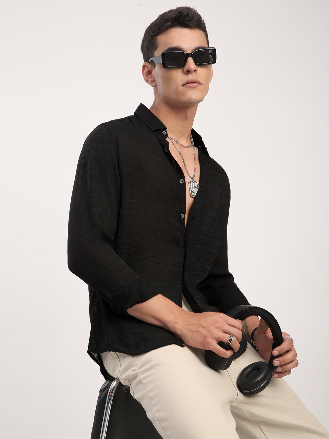 Black Stratum Crinkled Shirt