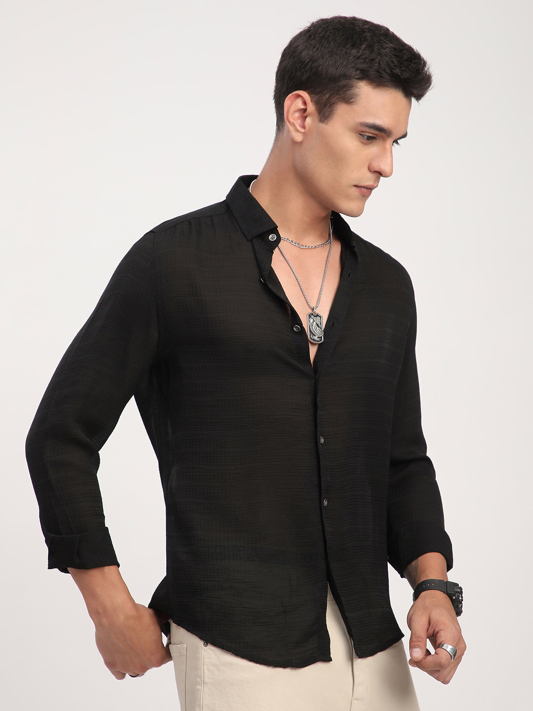 Black Stratum Crinkled Shirt