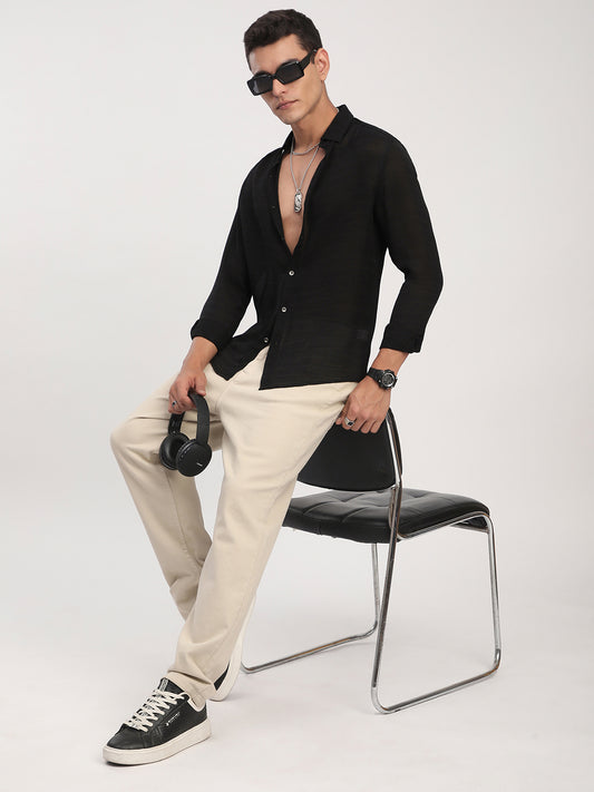 Black Stratum Crinkled Shirt