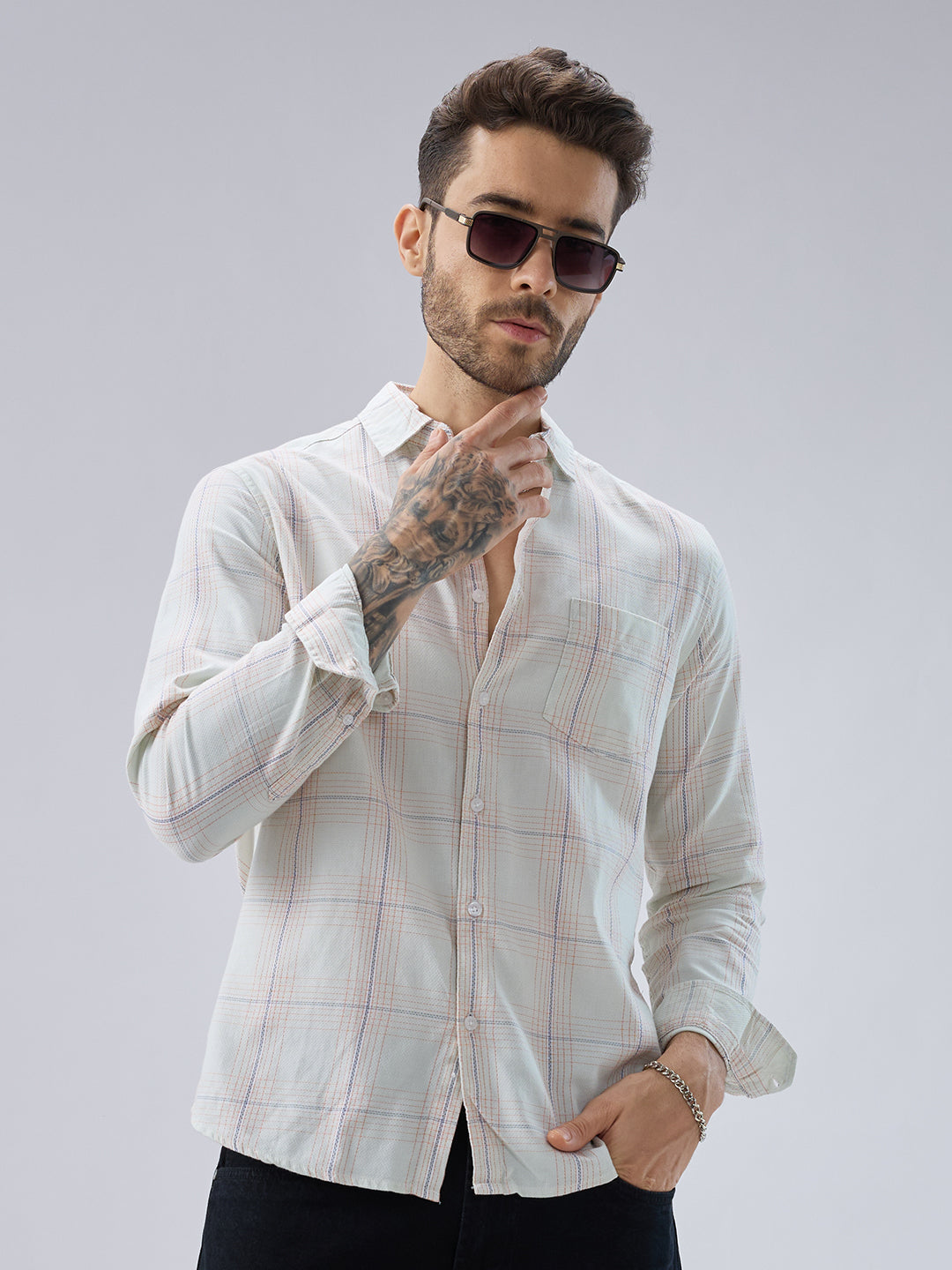 Pista Green Multi Checks Shirt