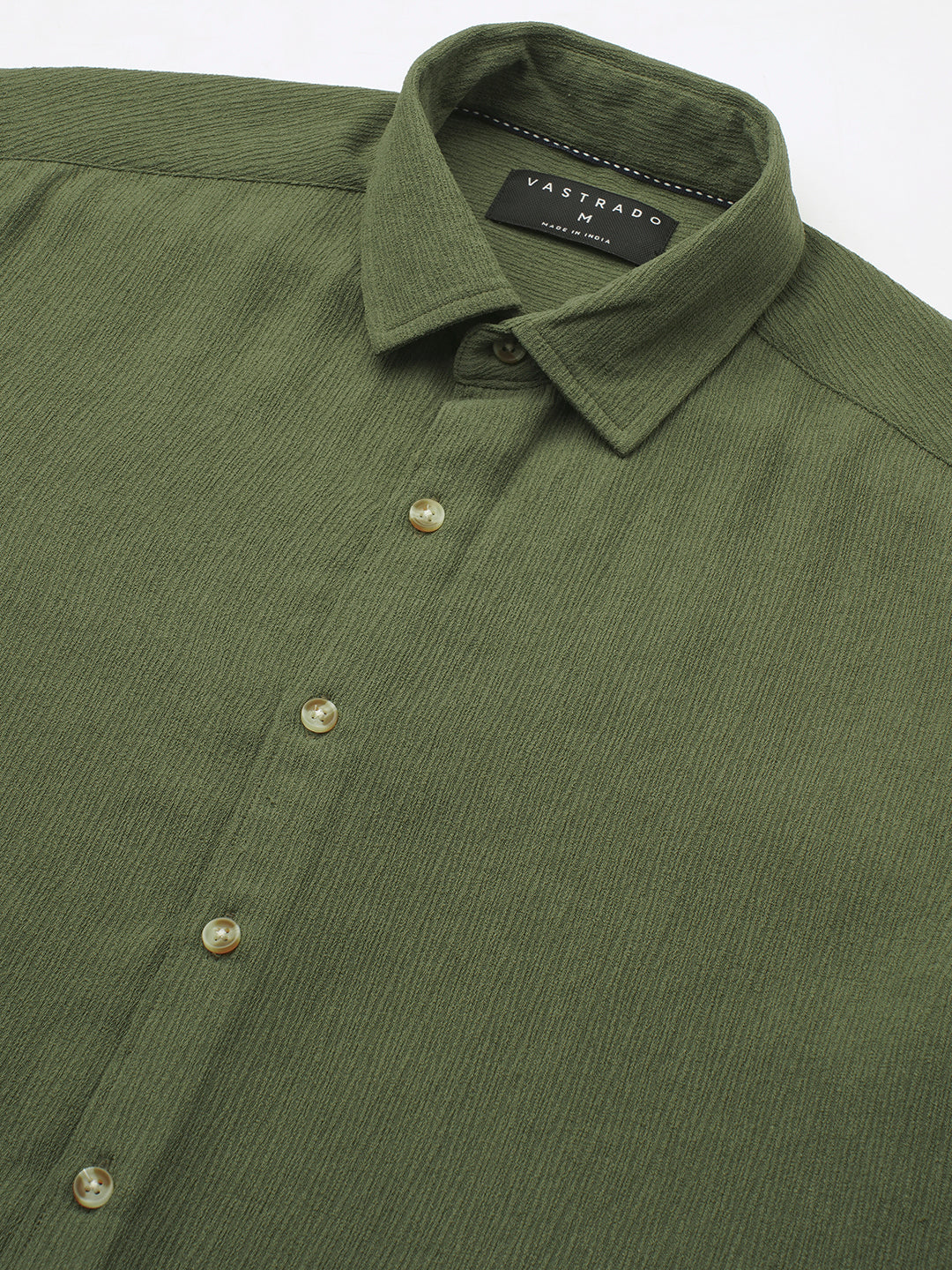 Crushed Olive Textured Crepe Shirt
