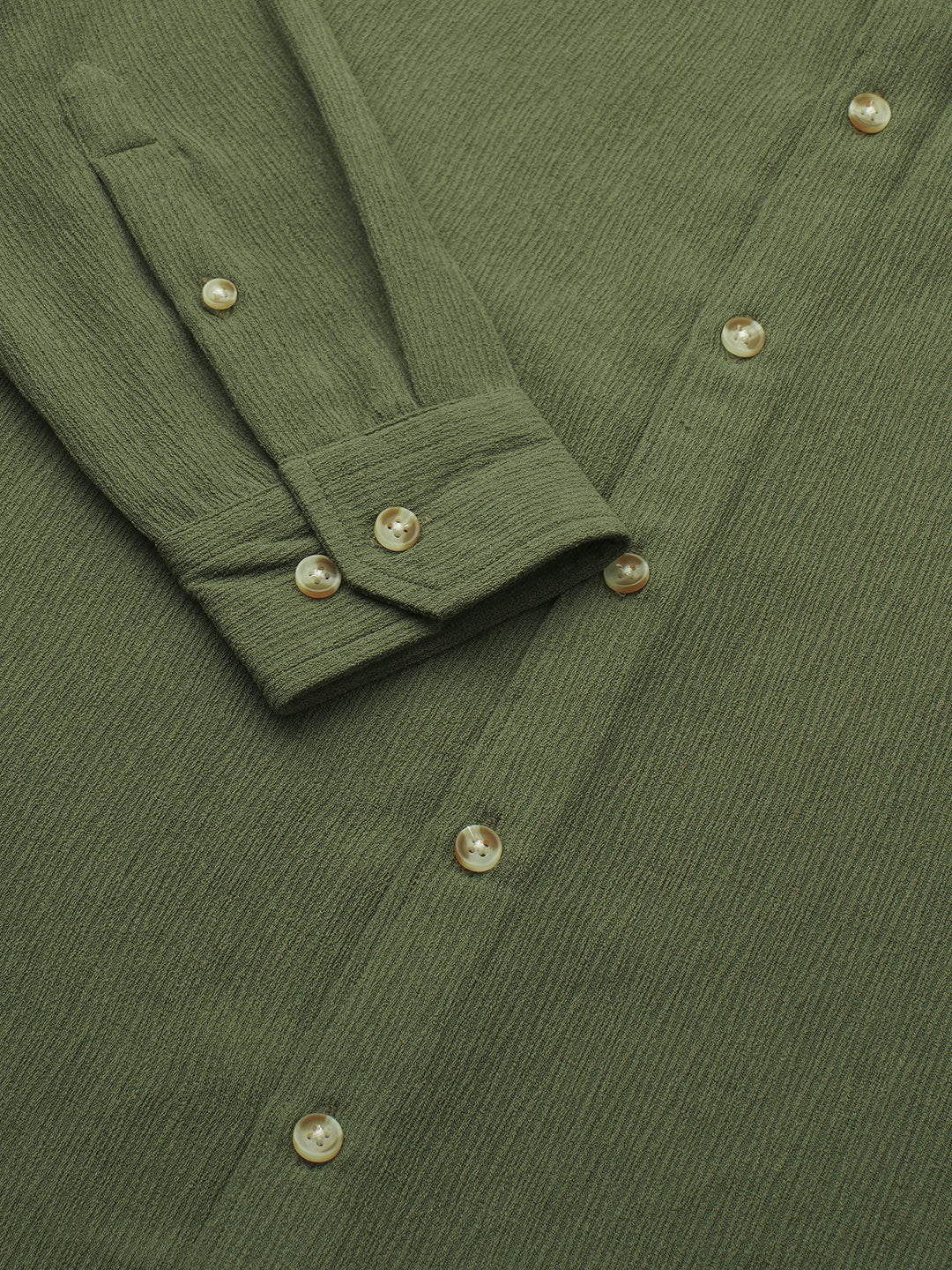 Crushed Olive Textured Crepe Shirt