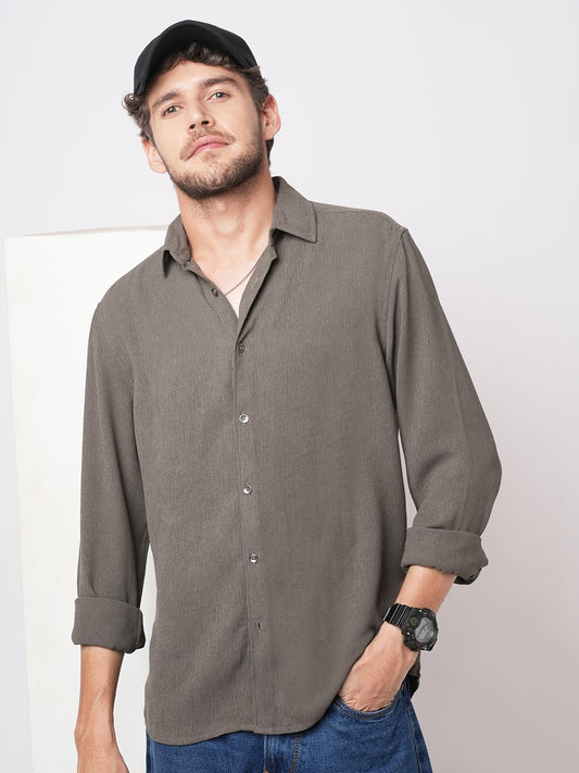 Crushed Warm Grey Textured Trail Shirt