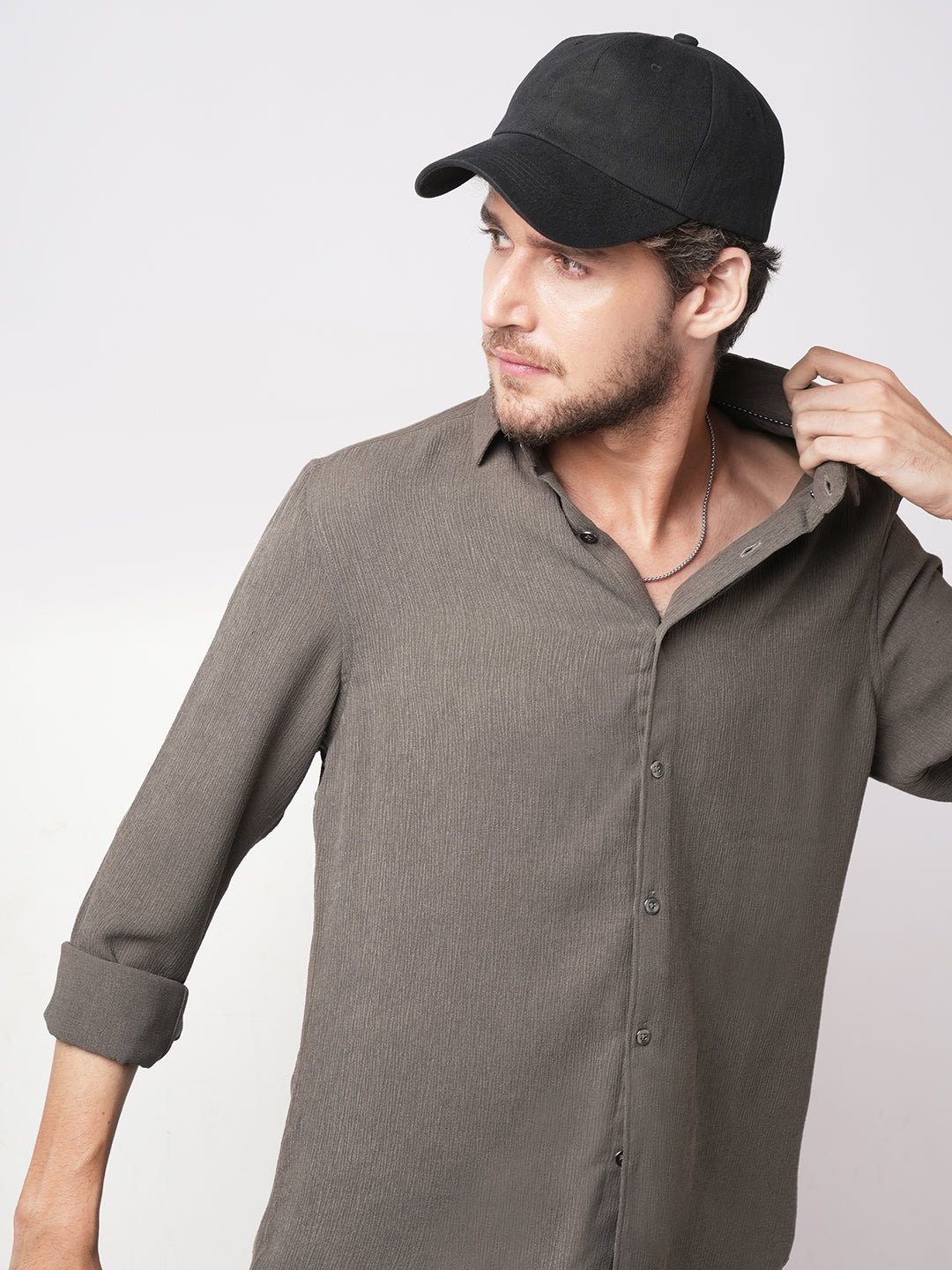 Crushed Warm Grey Textured Trail Shirt