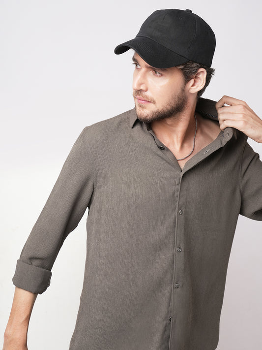 Crushed Warm Grey Textured Trail Shirt