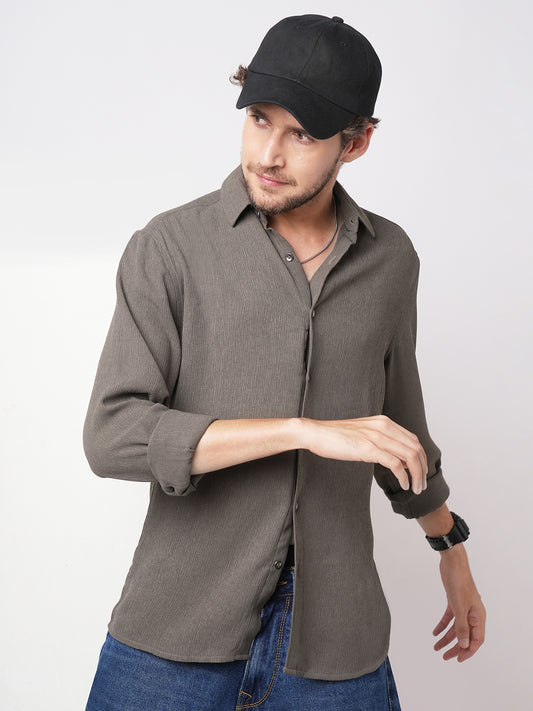Crushed Warm Grey Textured Trail Shirt