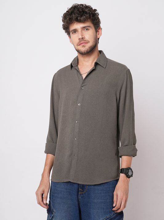 Crushed Warm Grey Textured Trail Shirt