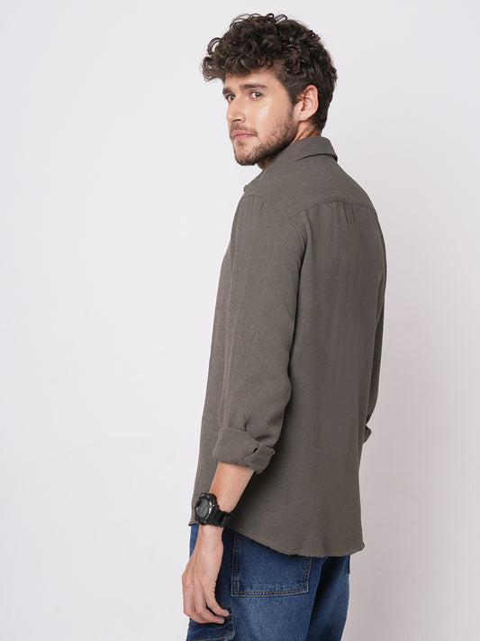 Crushed Warm Grey Textured Trail Shirt