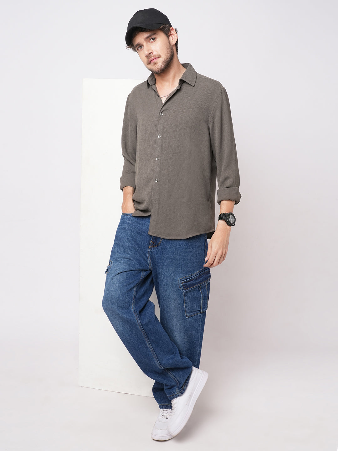 Crushed Warm Grey Textured Trail Shirt