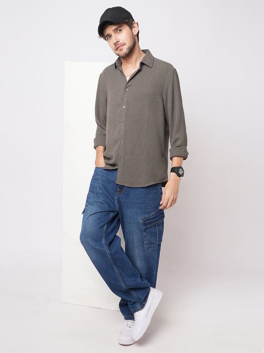 Crushed Warm Grey Textured Trail Shirt