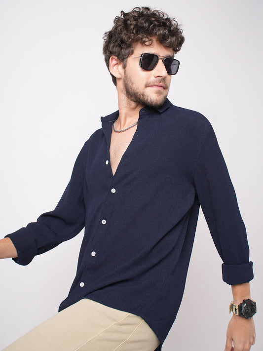 Classic Nocturne Blue Crepe Shirt