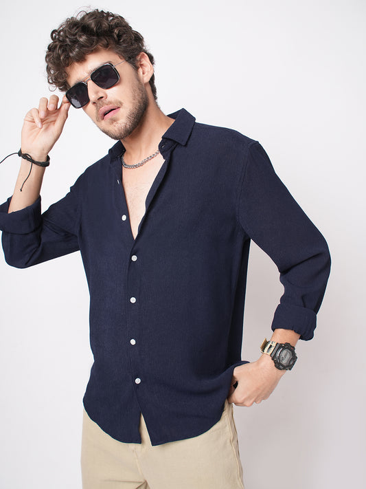 Classic Nocturne Blue Crepe Shirt