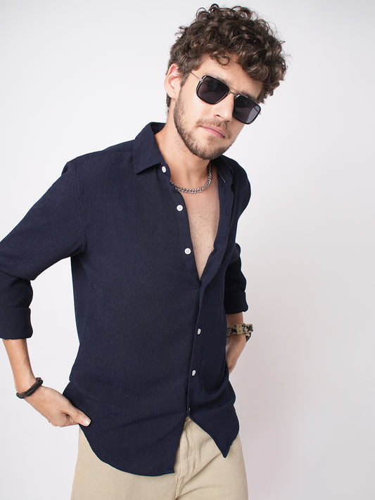 Classic Nocturne Blue Crepe Shirt
