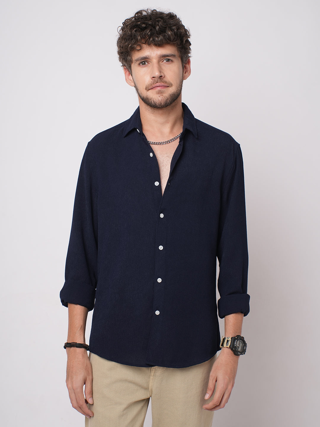 Classic Nocturne Blue Crepe Shirt